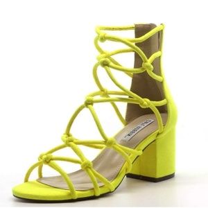 Yellow Knot Open Toe Chunky Heel